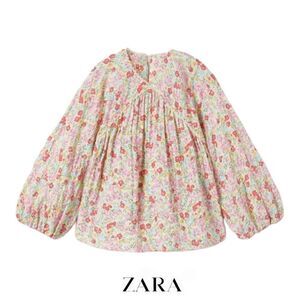 ZARA Kids Pink Floral Long Sleeve Blouse NWT Size 5T